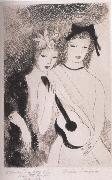 Marie Laurencin Woman Holding guitar oil on canvas